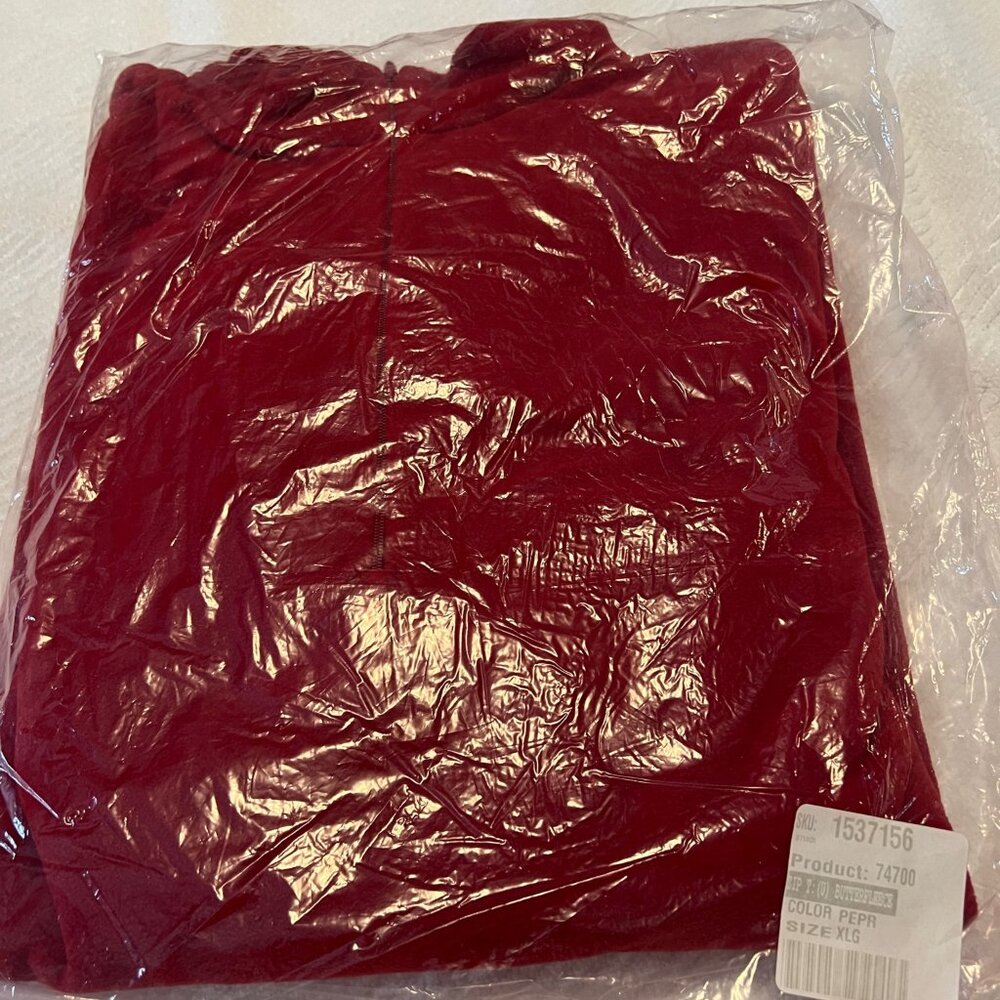 Sahalie Men's Size XL 100% Polyester L/S Qtr Zip Butterfleece Sweatshirt. Red